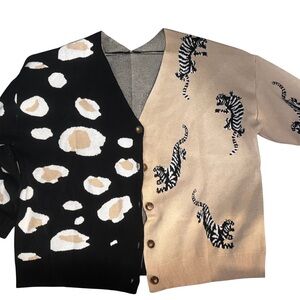 Women’s Animal Print cardigan Size Medium Oversized